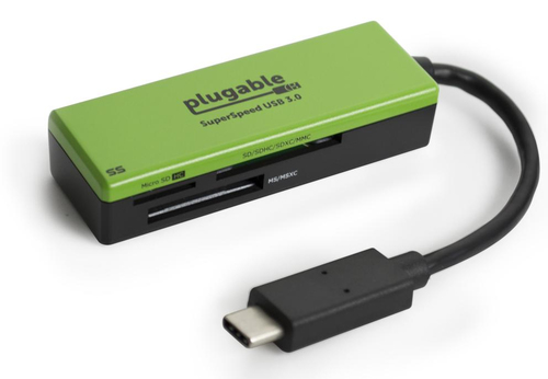 Plugable Technologies USB C SD Card Reader - Driverless USB C Card Reader for SD, Micro SD, MMC, or MS Cards (Compatible with Thunderbolt and USB-C MacBook Pro,