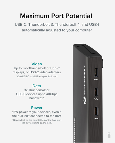 Plugable Technologies Thunderbolt 4 Hub, 4-in-1 Pure USB-C Design, Includes USB-C to 4K HDMI Adapter – image 3