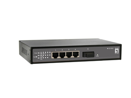 LevelOne 4 x 802.3af PoE + 1 MM SC Unmanaged Switch -40 ~ 75C, Desktop