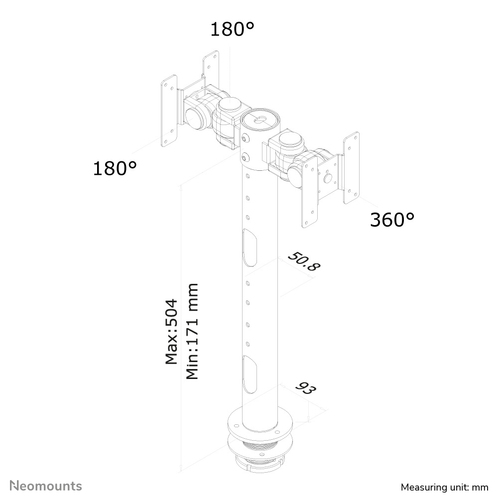 Neomounts FPMA-D050DBLACK - bureausteun bladdoorvoer  voor 2 monitoren, afbeelding 7