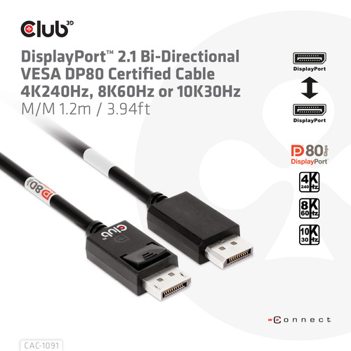 Club 3D - DisplayPort cable - DisplayPort to DisplayPort - 12 m – Foto 3 von 9