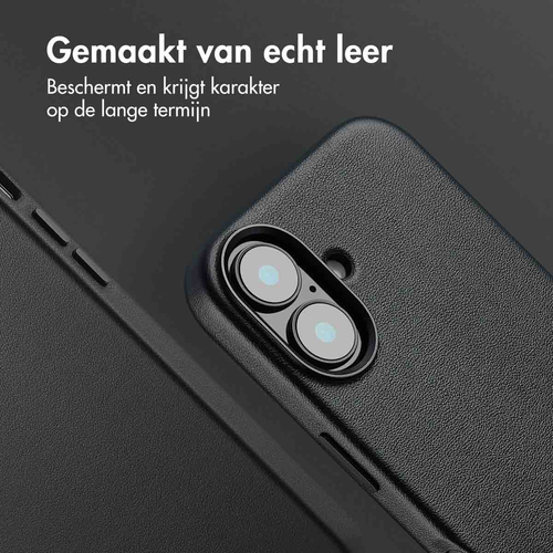 Accezz MagSafe Leather Backcover iPhone 16 - Onyx Black, afbeelding 2