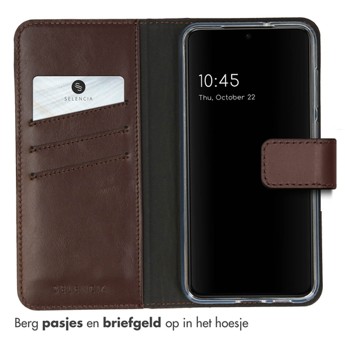 Selencia Echt Lederen Bookcase Samsung Galaxy S23 - Bruin, afbeelding 3