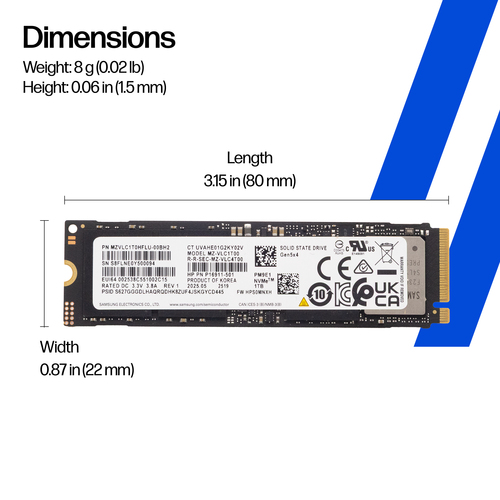 HP 1TB PCIe-5x4 NVMe Solid State Drive