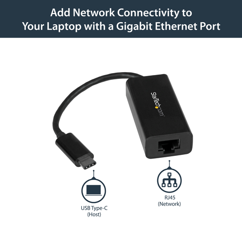 StarTech.com USB-C to Gigabit Ethernet Adapter, Black, Thunderbolt 3 / 4 Compatible, Windows & Mac, RJ45 LAN Network Converter – image 5