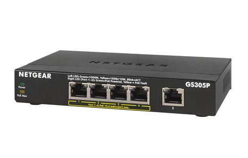NETGEAR GS305P Unmanaged Gigabit Ethernet (10/100/1000) Power over Ethernet (PoE) Black – image 2