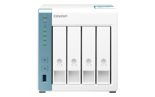 TS-431K-US NAS QNAP TS431KUS PROCESADOR ALPINE AL214 / MEMORIA RAM 1GB / 4 BAHIAS FRONTALES SATA 35 PULGADAS y 25 PULGADAS / 2 PUERTOS RJ45 1GbE / MONTAJE EN ESCRITORIO / APLICACIONES DE USO PERSONAL PARA COMPARTIR Y RESPALDAR DATOS EN LA NUBE