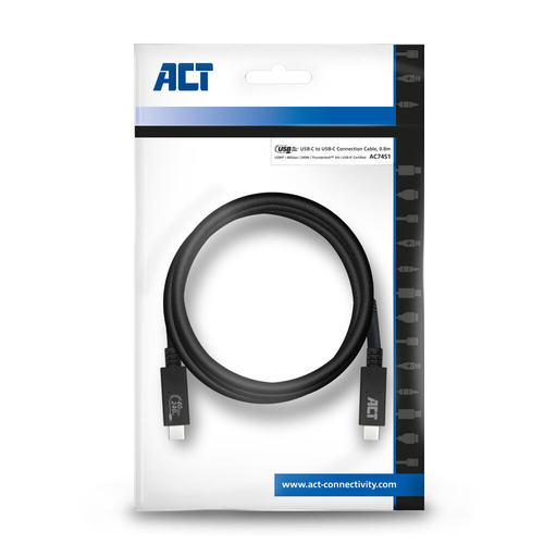 ACT Connectivity USB4 40Gbps kabel, USB-C, USB-IF gecertificeerd, 0,8 meter, afbeelding 2