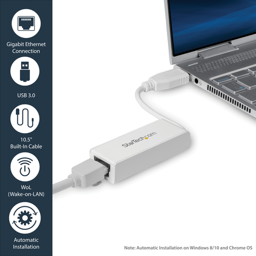 StarTech.com USB 3.0 to Gigabit Ethernet Network Adapter, 10/100/1000 Mbps, USB to RJ45, USB 3.0 to LAN Adapter, USB 3.0 Ethernet Adapter (GbE), TAA Compliant – image 7