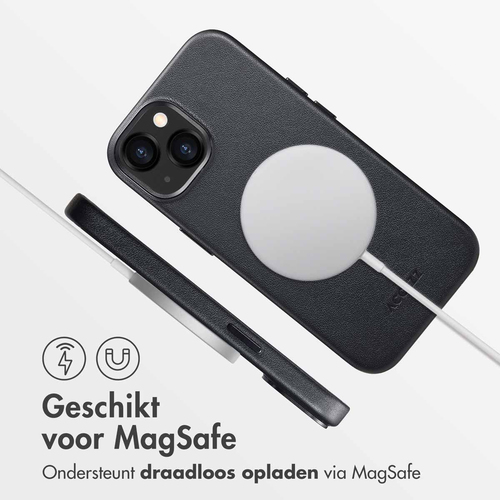 Accezz MagSafe Leather Backcover iPhone 13 - Onyx Black, afbeelding 2