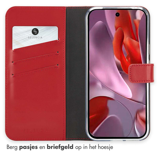 Selencia Echt Lederen Bookcase Google Pixel 9A - Rood, afbeelding 3