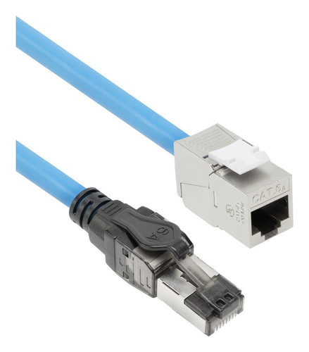 ACT Blauw 80 meter S/FTP CAT6A B2ca PoE++ 100W solid prefab installatiekabel. RJ45 male ? female