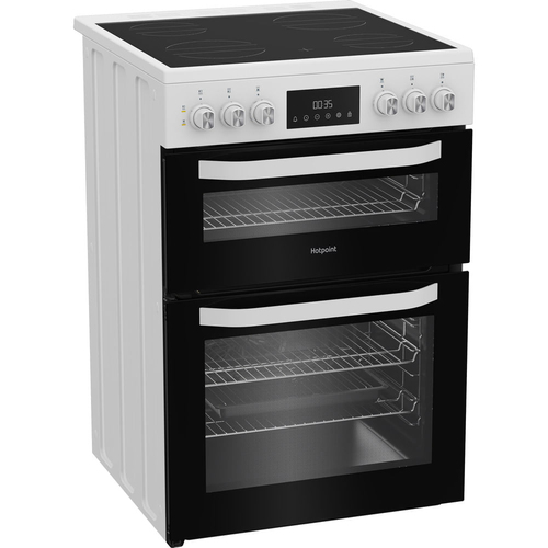 Hotpoint HDE6VDW 60cm Double Oven Electric Cooker in White Ceramic Hob - image 3