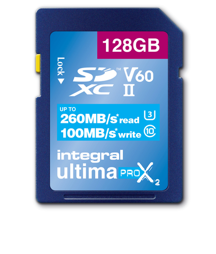 Integral 128GB SDXC UHS-2 U3 CL10 V60 UP TO R-260 W-100 MBS