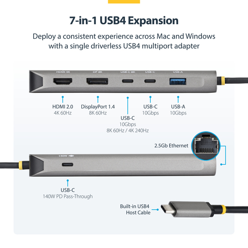StarTech.com USB4 Multiport Adapter, Driverless Dual-4K for macOS and Windows – image 3