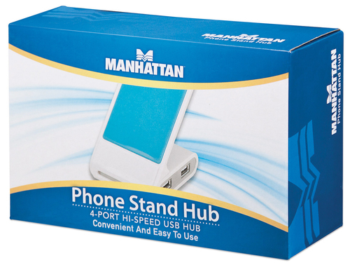 Manhattan Phone Stand with USB 4-Port Hub, 4x USB-A Ports, 480 Mbps (USB 2.0), Bus Power, Non Slip, White/Blue – image 9