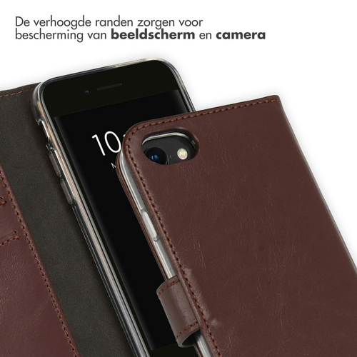 Selencia Echt Lederen Bookcase iPhone SE (2022 / 2020) / 8 / 7 / 6(s) - Bruin, afbeelding 4