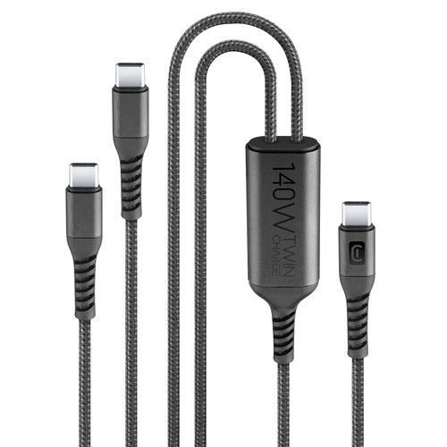 Cellularline USBDATATWINC2C15MK USB кабель 1,5 m USB C 2 x USB C 120 W Черный