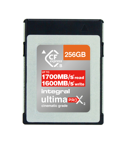 Integral 256GB CFEXPRESS CARD TYPE B 2.0 UP TO R-1700 W-1600 MBS SUSTAINED WRITE - 400MBS CINEMATIC GRADE 8K RAW and 4K 120FPS
