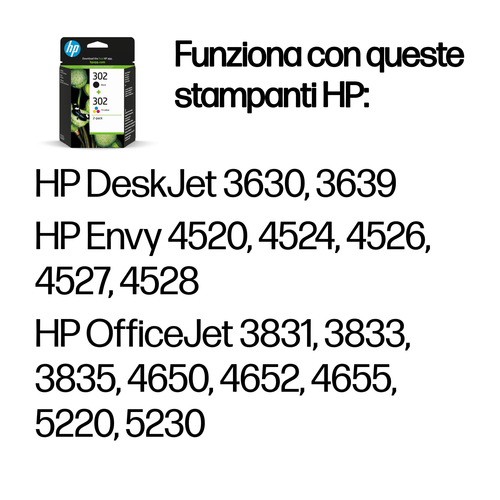 HP 302 Combo – Multipack nero + tricromia originale