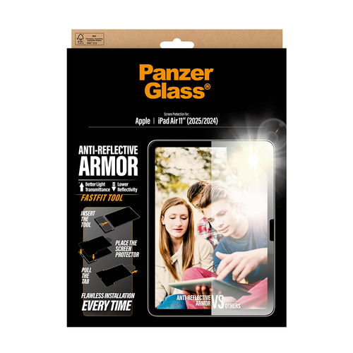 PanzerGlass ® Anti-Reflective Armor Screen Protector iPad Air 11" (2024-2026) | Ultra-Wide Fit w. FASTFIT TOOL Protector de pantalla Apple 1 pieza(s)