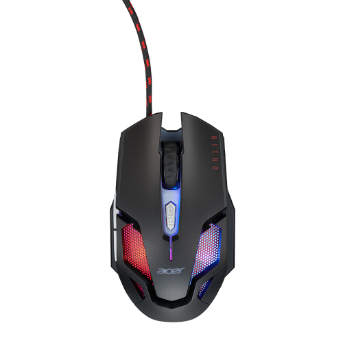 MOUSE ACER NITRO NMW200 /SENSOR OPTICO 6 DPI 800-7200DPI / 146G /ACELERACION 20G/ 7000FPS /125MHZ / WIN OS, MAC OS/ DISEÑO LUMINOSO 7 LUCES - GP.MCE11.02N