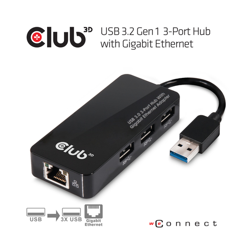 CLUB3D USB 3.0 Hub 3-Port with Gigabit Ethernet – image 4