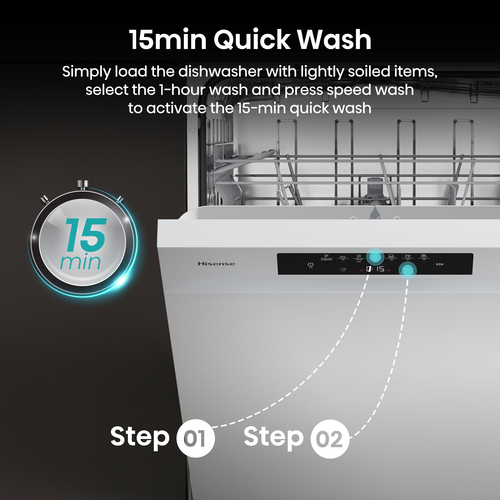 Hisense Hi4 HS642B90W Full Size Freestanding Dishwasher - White – image 8