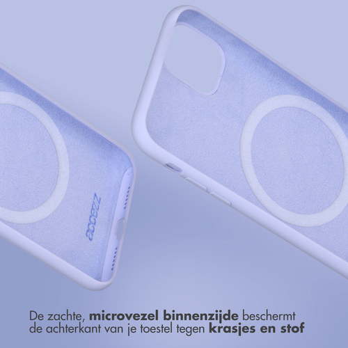 Accezz Liquid Silicone Backcover met MagSafe iPhone 15 Telefoonhoesje Paars, afbeelding 3