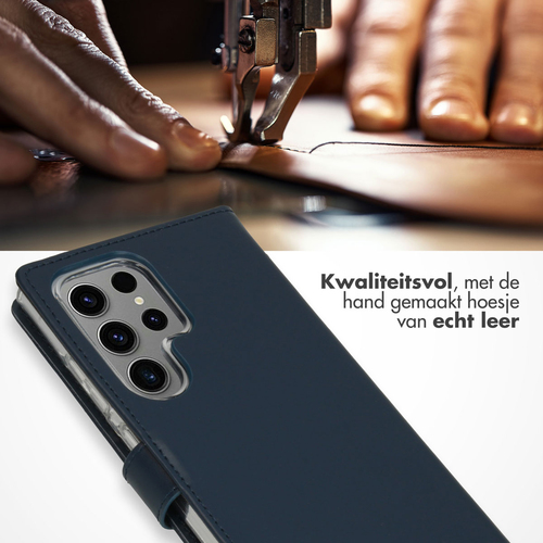 Selencia Echt Lederen Bookcase Samsung Galaxy S24 Ultra - Blauw, afbeelding 2