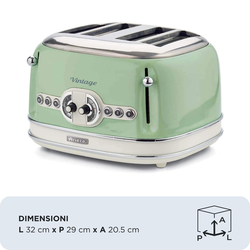 Ariete 4 Slice Toaster, Defrost & Reheat in Green Green - image 2