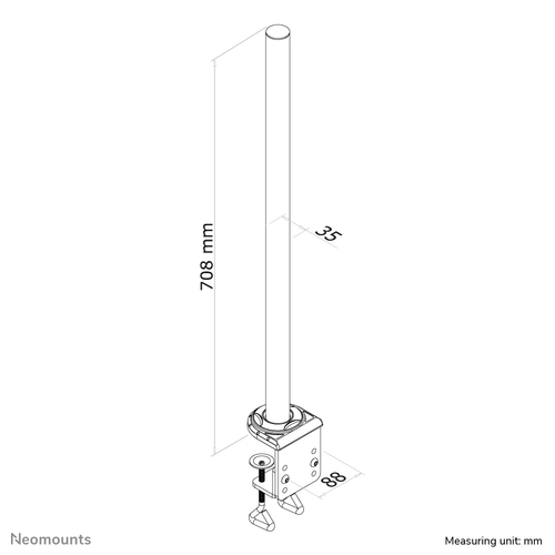 Neomounts 70cm extension pole for Monitor Mounts FPMA-D935935D - Silver - mounting component - Max - recommended for – Foto 2 von 2
