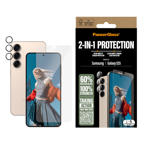 PanzerGlass ® 2-in-1 Protection Bundle Samsung Galaxy S25 Protector de pantalla 1 pieza(s)