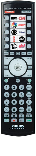 Philips SRU4106/27 télécommande IR Wireless DVD/Blu-ray, TV, VCR Appuyez sur les boutons 0