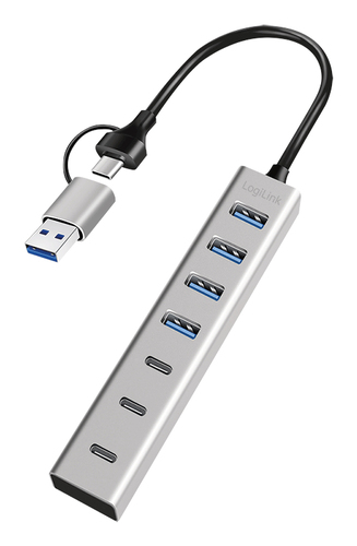 Logilink USB 3.0 HUB, 7-Ports, 4x USB-A, 3x USB-C, 5 Gbit/s, afbeelding 3