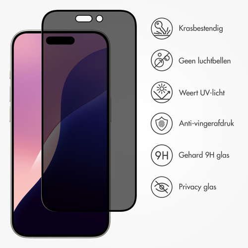 Accezz Gehard Glas Privacy Screenprotector iPhone 16 Pro Max / 17 Pro Max, afbeelding 3