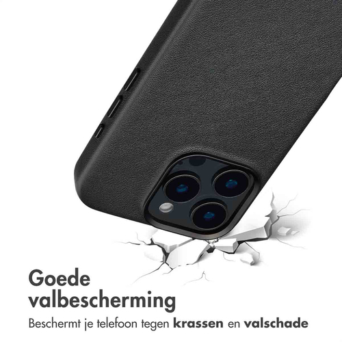 Accezz MagSafe Leather Backcover voor iPhone 16 Pro Max Telefoonhoesje Zwart, afbeelding 6