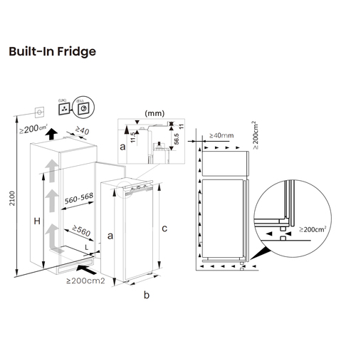 Hisense RL3B303SAWE Integrated Upright 177cm Fridge - Fixed Door Hinge Kit - White - E Rated, White - image 8