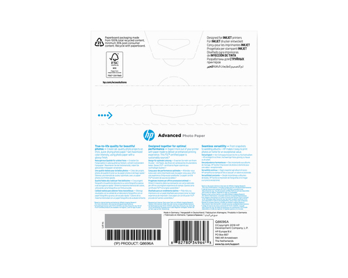HP Inc. Papier Advanced foto Błyszczcy bez margines&oacute;w 250g 13x18cm 25arkuszy Q8696A