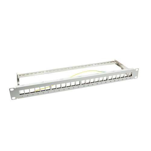 LogiLink 19" Patch panel for 24 keystone jacks 1U unloaded grey