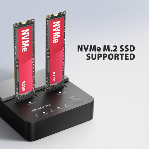 Axagon ADSA-M2C22L USB-C 20Gbps Dual M.2 NVMe SSD Docking and Cloning Station – image 4