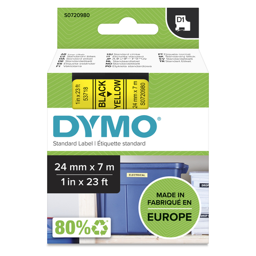 DY D1 24MMX7M BLK/YLW TAPE EU/ANZ