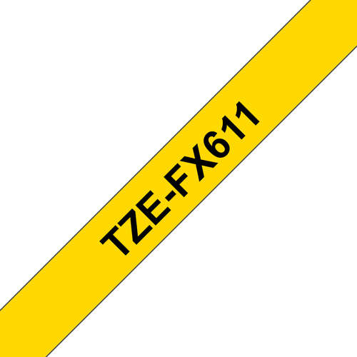 Original Brother TZEFX611 6mm Flexible Tape - Black on Yellow - image 1