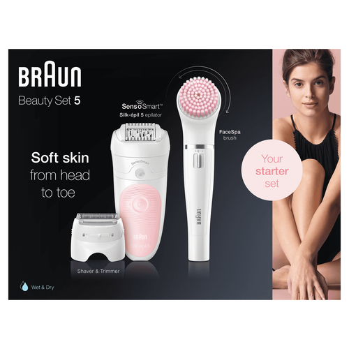 Braun Silk-épil 5 Wet&Dry Silk-épil Beauty Set 5 5-885 Starter 4-in-1 Cordless Wet & Dry Hair Removal - Epilator, Shaver, Trimmer, Face Cleanser – image 4