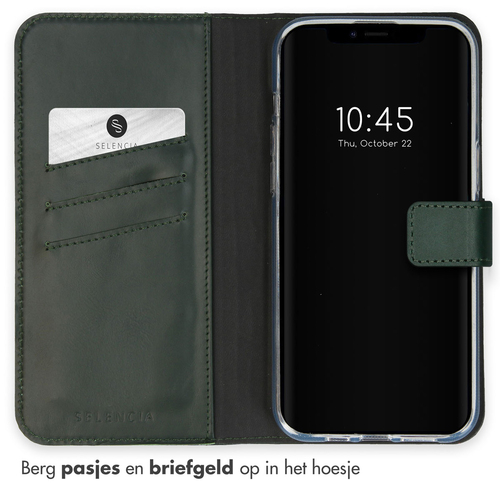 Selencia Echt Lederen Bookcase iPhone 15 - Groen, afbeelding 3