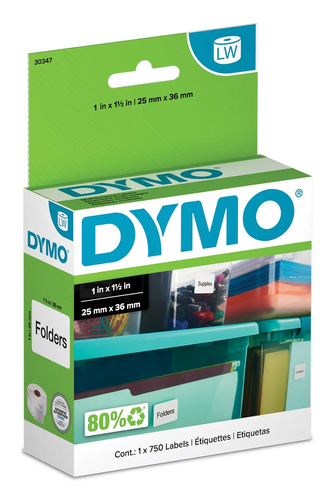 DYMO LABELWRITER WHITE 1 X 1.5 LABELS, 750 LABELS PER ROLL, 1 ROLL PER BOX.  THI