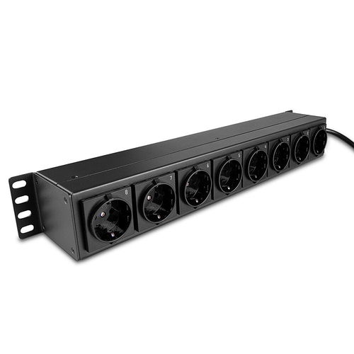 Lindy 1.5U 8 Way Schuko Sockets, Horizontal Rack 19'' PDU with switches