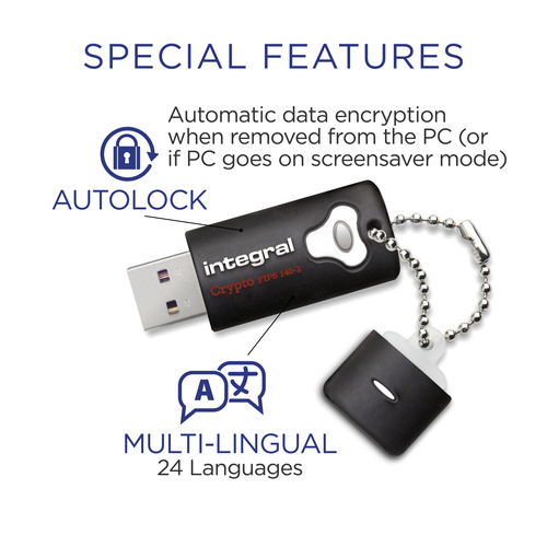 Integral 32GB HARDWARE ENCRYPTED USB 3.0 DRIVE SECURE PASSWORD 256 AES FIPS 140-2 CRYPTO – image 4