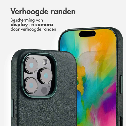 Accezz MagSafe Leather Backcover voor iPhone 16 Pro Telefoonhoesje Groen, afbeelding 4