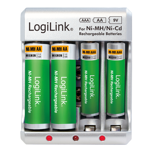ZUB Logilink Battery Charger 4x AA or 4x AAA 1x 9V battery, afbeelding 3